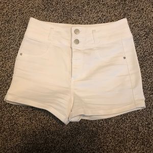 High Waisted White Jean Shorts